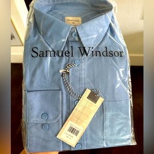 Samuel Windsor Men’s New Cornflower light Blue Long Sleeve button up size XL